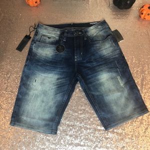 Parker-X Slim Fit Stretch Destroyed Denim Shorts